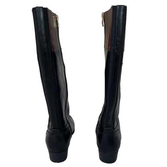 Wide Calf Boots Liz Claiborne Tilia Black Brown Riding Boots Size 9 1/2 W - Picture 7 of 16